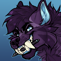 icon of a dark purple wolf holding a Wacom stylus in his mouth.