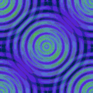 dark purple and bright green dithered circular ripple design