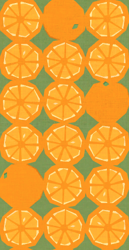 Oranges on green background pattern from Animal Crossing