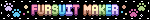 'fursuit maker' blinkie with pastel rainbow paws and text on black background
