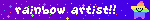 'rainbow artist' blinkie with rainbow star and purple background