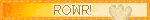 'rowr' blinkie with scratching paw and orange background