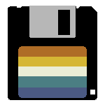 floppy disk with aroace flag sticker