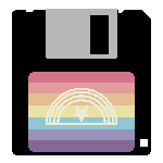 floppy disk with xenogender flag sticker