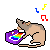 pixel art based on Neil banging out the tunes, showing a rat playing a toy xylophone