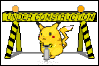 under construction sign over pikachu with a jackhammer