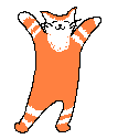 silly orange cat drawing spinning and waving its arms