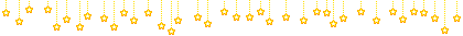 small yellow pixel art stars hanging at varying heights from strings