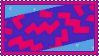 blue and red squiggle pattern stamp