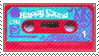 red casette tape with light blue label stamp