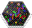 confetti on black background arcade carpet hexagon stamp