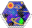 neon planets arcade carpet hexagon stamp