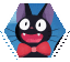grinning Jiji the black cat from Kiki's Delivery Service hexagon stamp