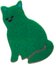simple stylized sitting dark green cat