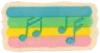 music notes over a muted rainbow