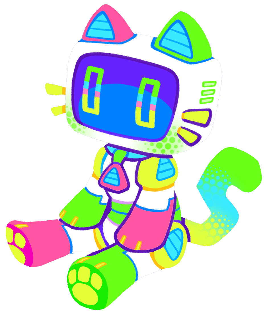 a little robot cat with a screen for a face